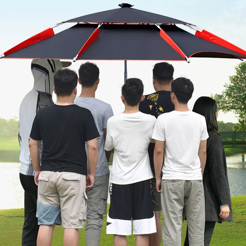 Outdoor Large Fishing Umbrella 1.8-2.6M Adjustable Folding Anti-UV Sun Protection Windproof Rainproof Beach Parasol Umbrella