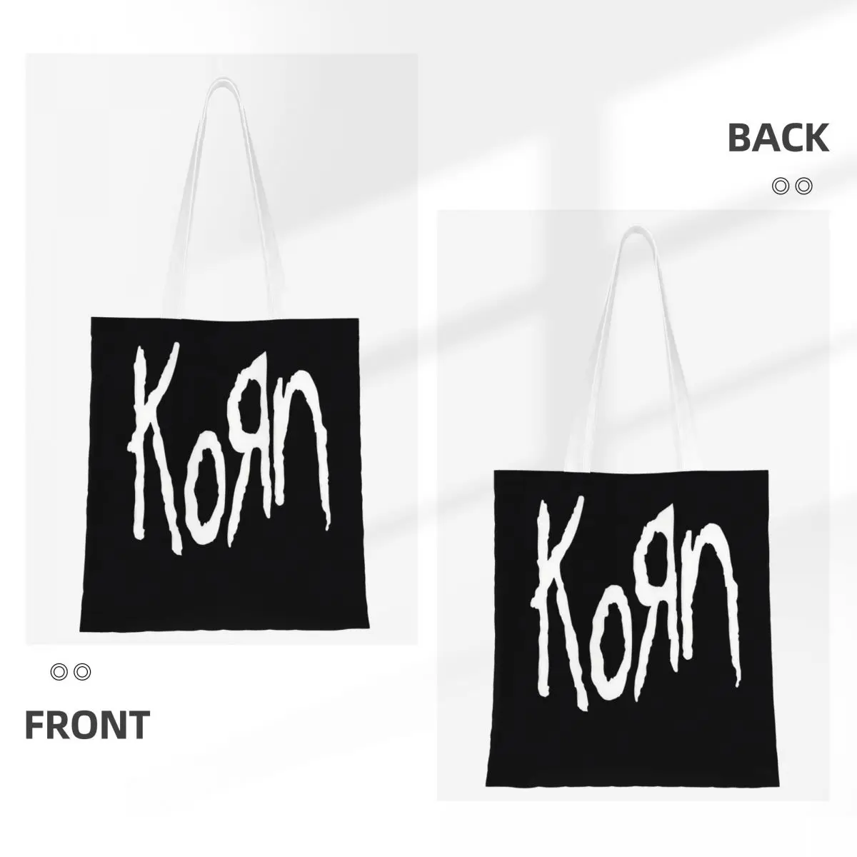 Korn Band Rock Canvas Tote Handbag Grocery Bags Reusable Shopper Bags for Unisex