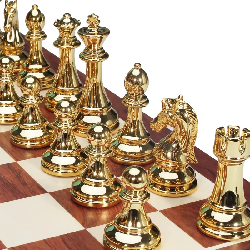

XCL Metal Chess Board Set Acrylic Plating Gold Silver Chess Luxury Folding Wooden Box Chess Games