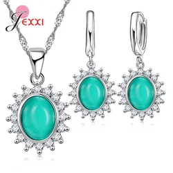 New Fashion 925 Sterling Silver Flower Pendant Jewelry Sets Hot Sale Women Girls Earrings Necklaces For Wedding Engagement Party