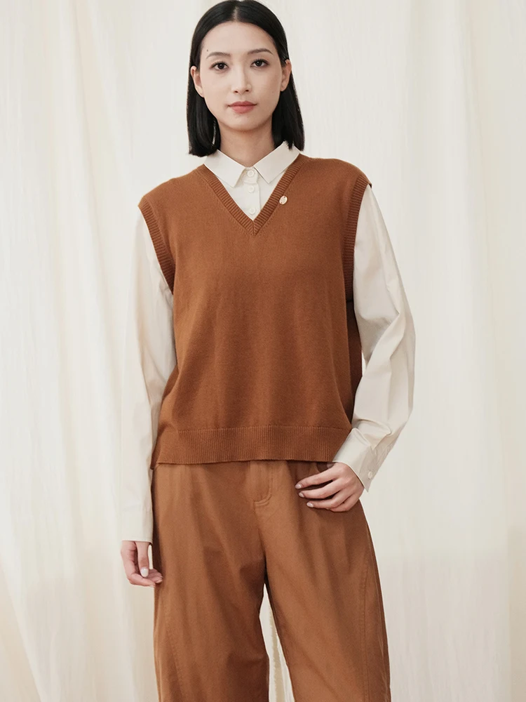 

Женская свободная повседневная жилетка Bukhara Original с V-образным вырезом, осень 2025, новинка, смесь полиэстера, нейлона, акрила и шерсти, цвет