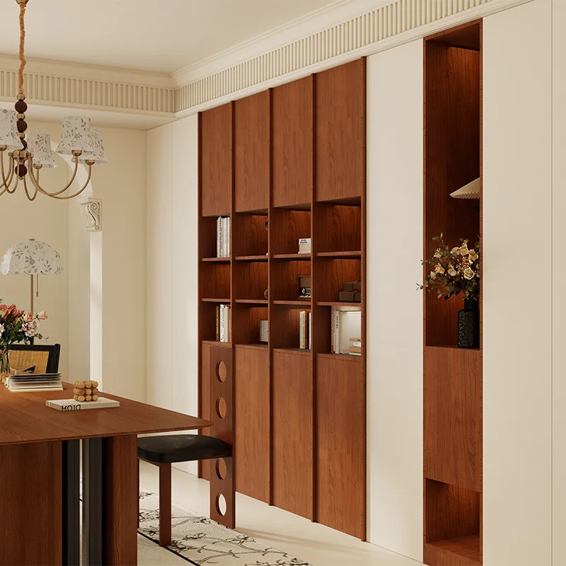 Floor-to-ceiling bookcase, file cabinet, data cabinet, integrated display cabinet against the wall, whole house cabinet