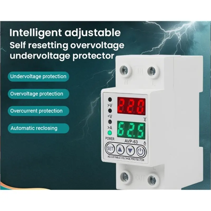ABLK 230V 63A Adjustable Over Voltage Under Voltage Reclosing Protector Relay Limit Over Current Protection