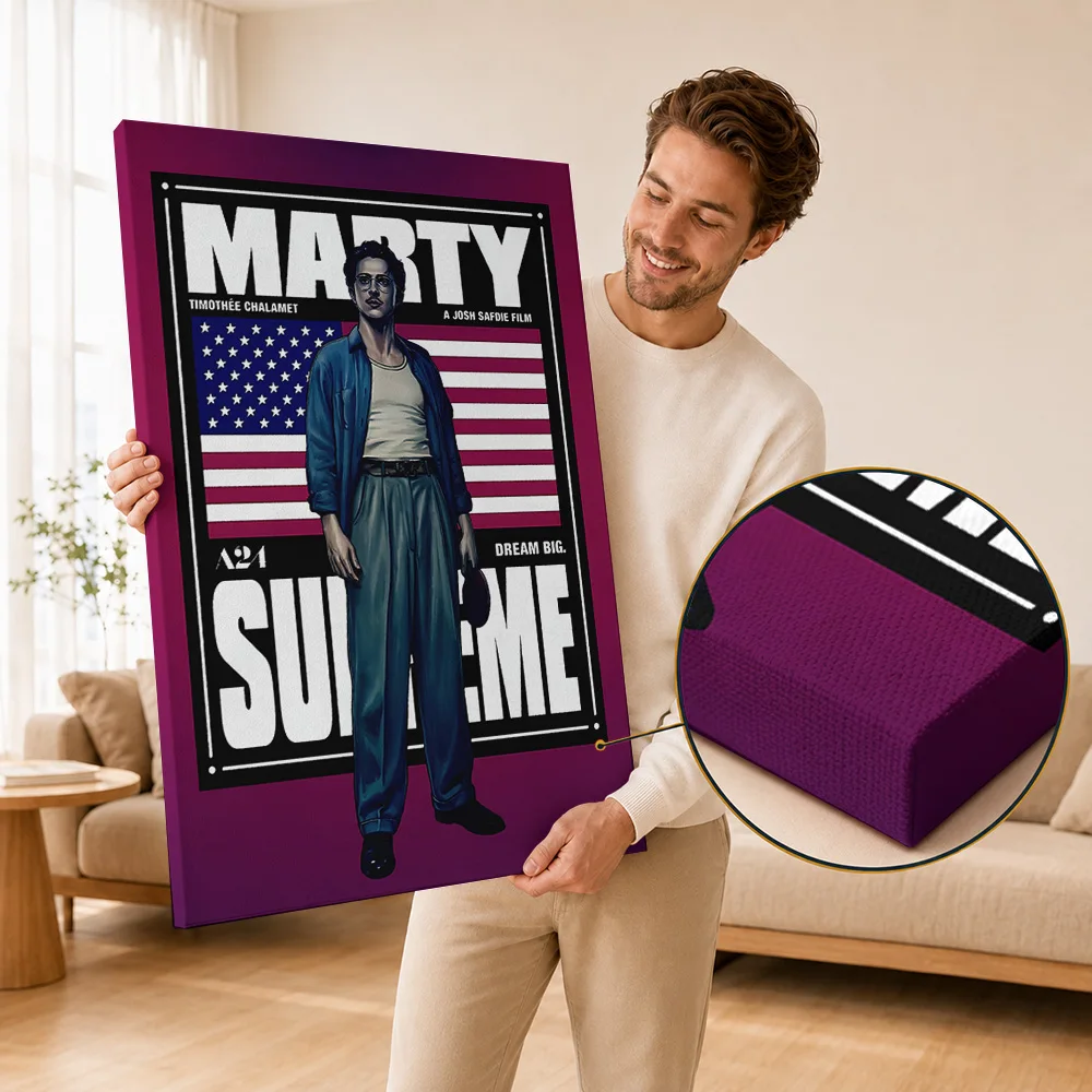 Marty Supreme Canvas Print Poster Customized Photo With Retro Sports Drama Style Canvas Wall Art For Home Theater Collector Gift