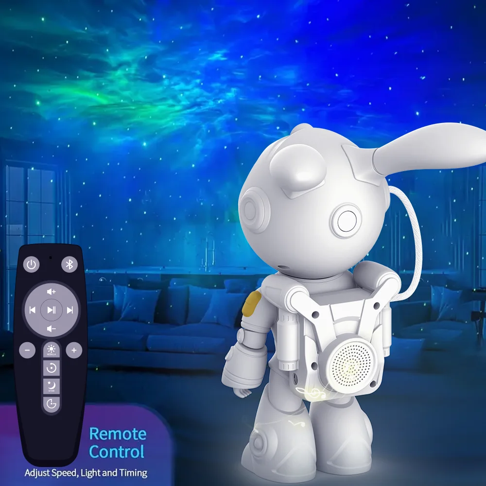 LED Space bunny Star Projector Night Light Adjustable 8 modes Remote Control   Projector Lamp  Kids Bedroom Decor