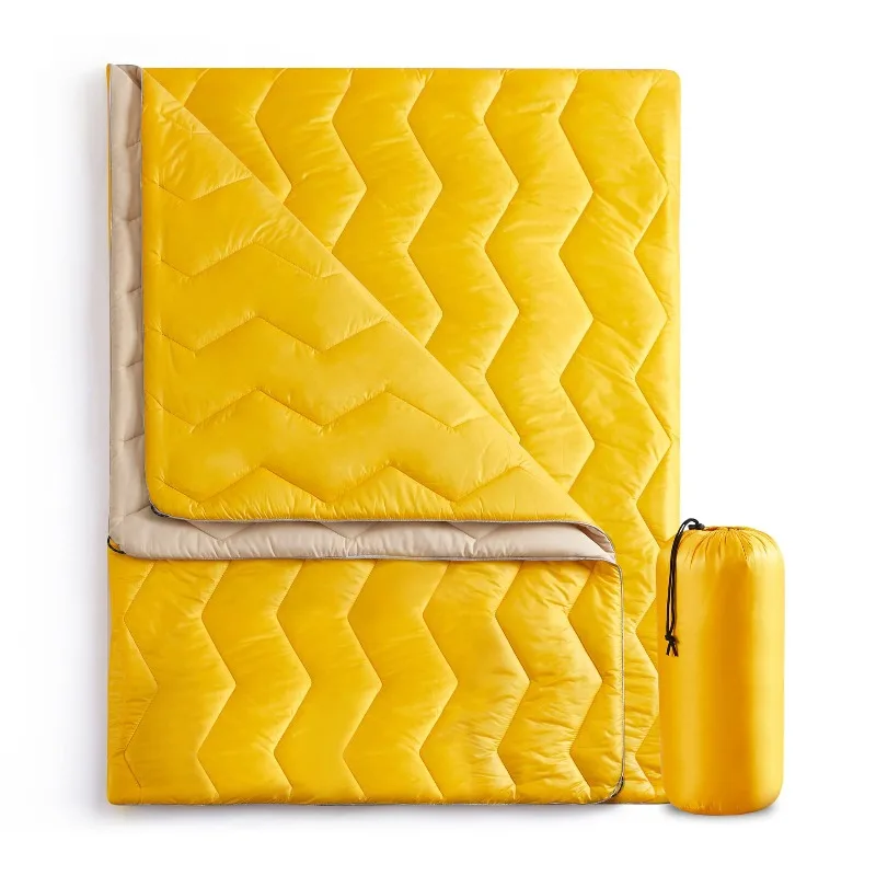 Waterproof Down Camping Blanket, Geometric Quilted Warm Outdoor Blanket, Foldable Moisture Proof Mat for Camping Hiking Picnic
