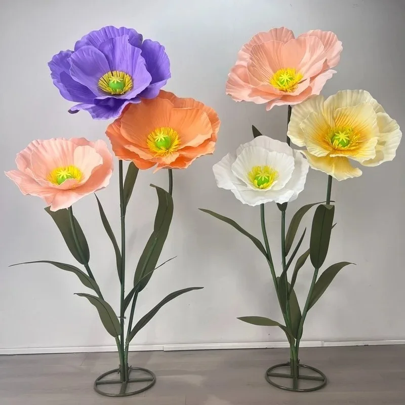 

【Hot Sale】 175cm Giant Artificial Flowers Wedding Decoration Flower Poppy Party Supplies Stage Layout Wedding Road Guide Flowers