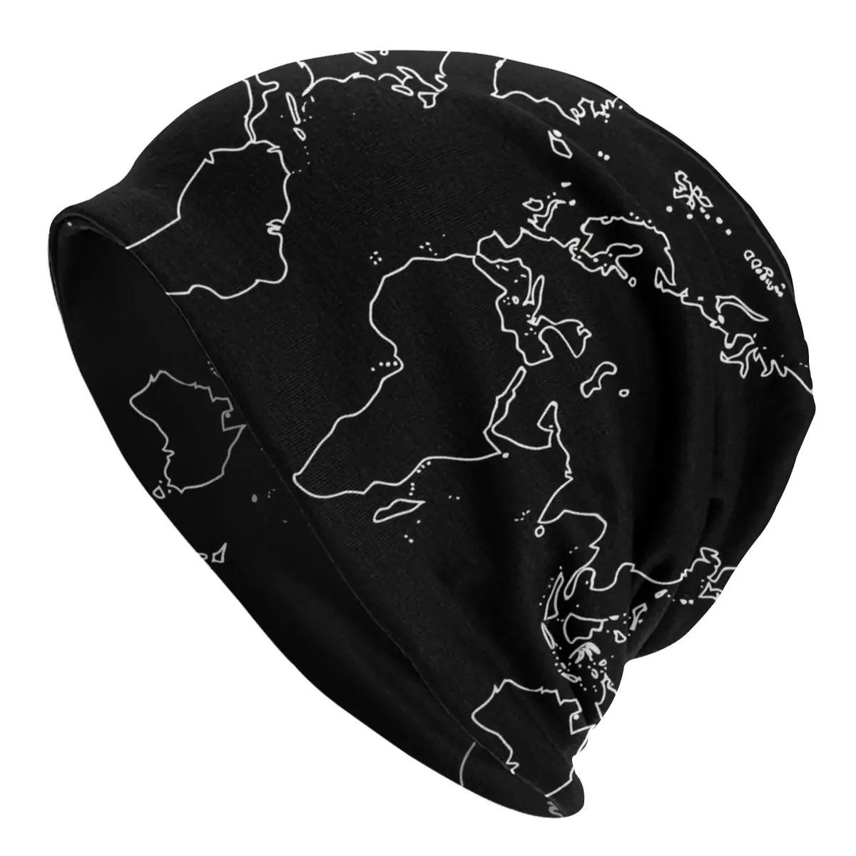 Handdrawn Line Fashion Thin Bonnet For Men Women World Map Skullies Beanies Ski Caps