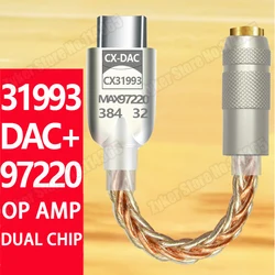 CX31993 97220 HiFi USB DAC Type C to 3.5mm Earphone Amplifier CX31993 Audio Decoder AMP Phone Adapter Digital DAC For Android