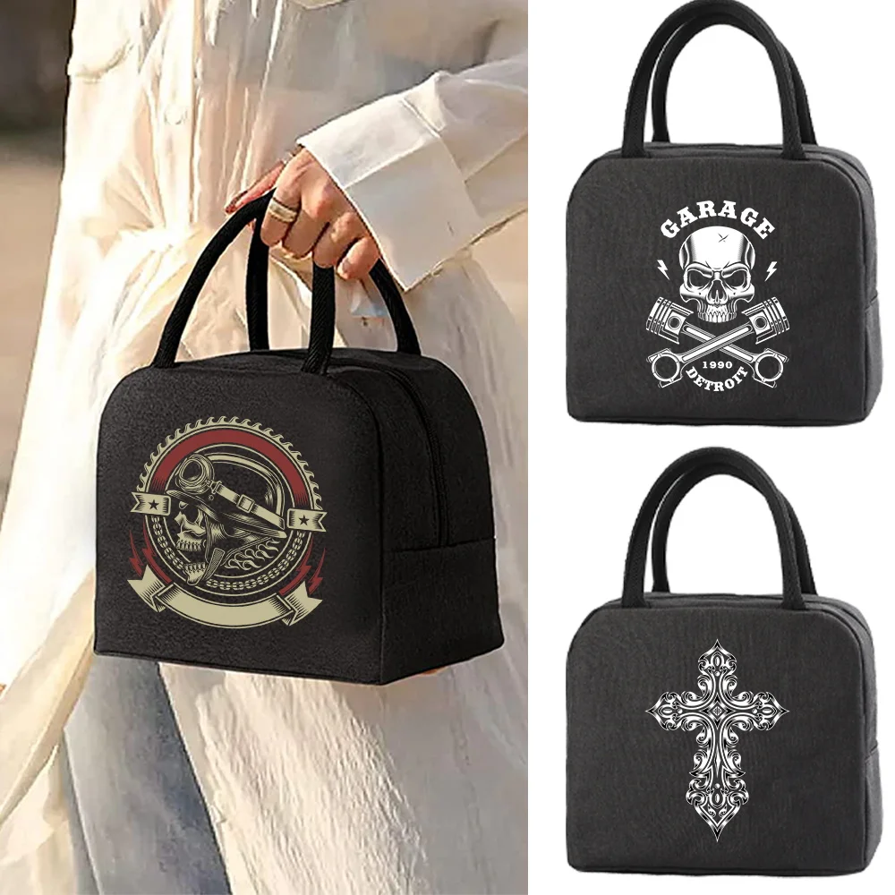 

Lunch Bag Insulated Skull Print Picnic Carry Case Thermal Portable Kids Lunch Box Bento Pouch Lunch Container Food Storage Bags