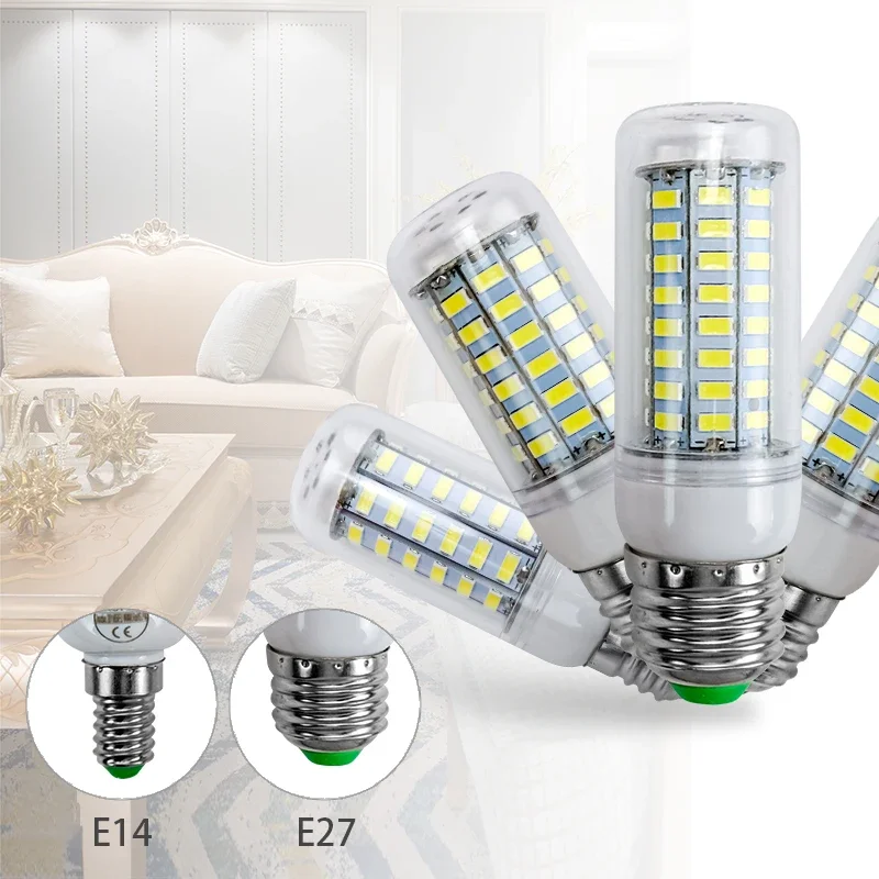 LEDキャンドル電球,10個,220V, 24, 36, 48, 56, 69, 72LED,5730 SMD,シャンデリア照明,e27,e14