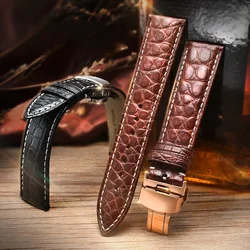 Crocodile Skin Genuine Leather Watch Strap for Longines Famous Masters Omega Men Women Butterfly Clasp 16 18 20 22mm Accessories