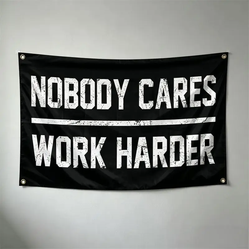 VIKAMA Motivational Quote Text Tapestry Black Banner Print Wall Tapestry, Fabric Wall Hanging for Bedroom Dorm Decor Cloth
