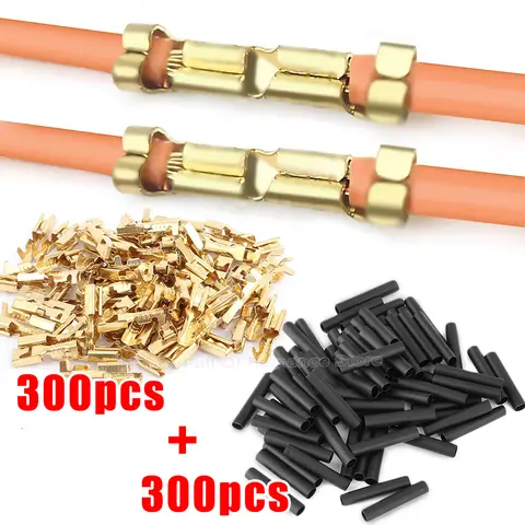 Juego de conectores de cables eléctricos en forma de U, bloque de terminales de engarzado para bloqueo de cables de cableado rápido de 0,5-1,5 mm2 con kits de tubos termorretráctiles