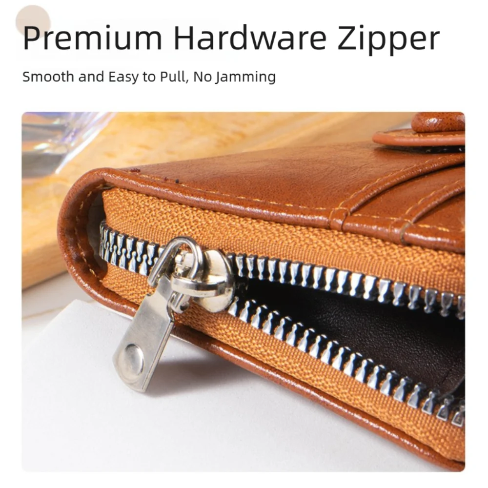 Dompet Pendek Pria Retro Ringan Dompet Kulit Portabel Banyak Slot Kartu Tas Penyimpanan Kartu Tahan Air Uniseks