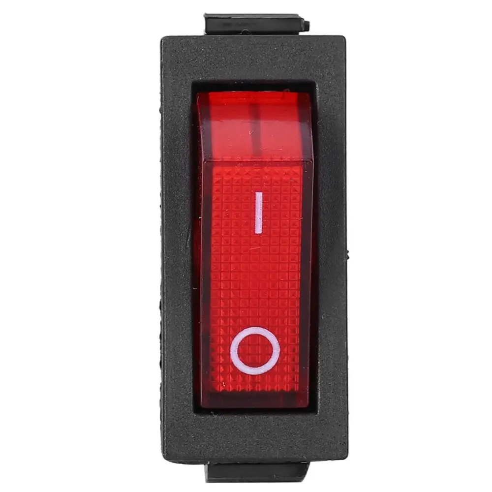 10Pcs KCD3 Boat Type Rocker Switches 20A 15A 125V 250V 3 Pin 2 Position Rocker on/Off Red Light Rocker Switch Electrical Devices