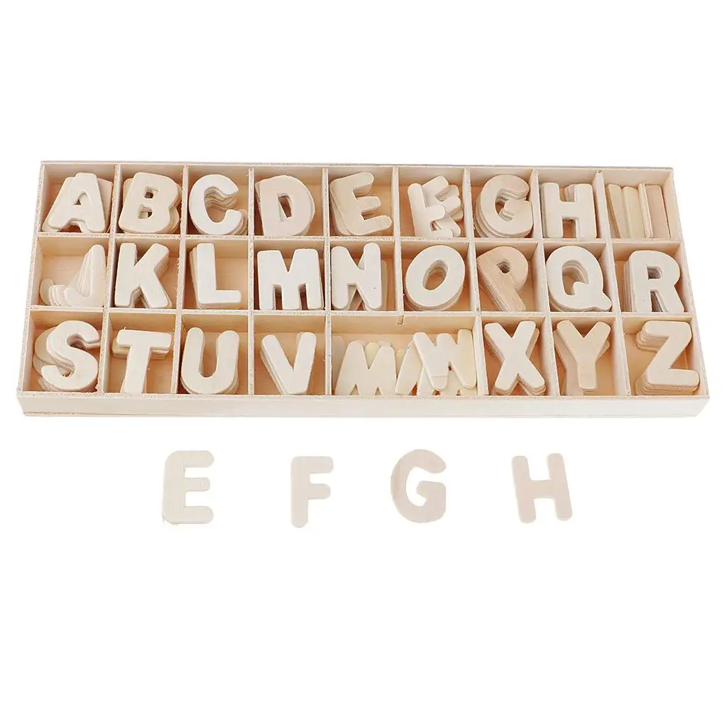 156 pezzi lettere In legno artigianale colori naturali alfabeto In legno per decorazione Scrapbooking Flatback giocattoli per l\'apprendimento dei