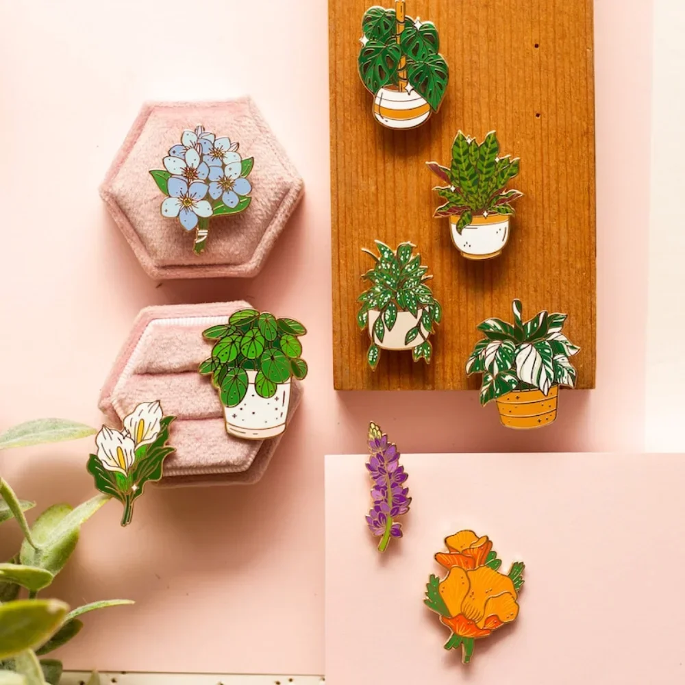 دبوس Lupin المينا للمجوهرات ، شارة معدنية للنباتات ، بروش زهرة ، ملحق جميل