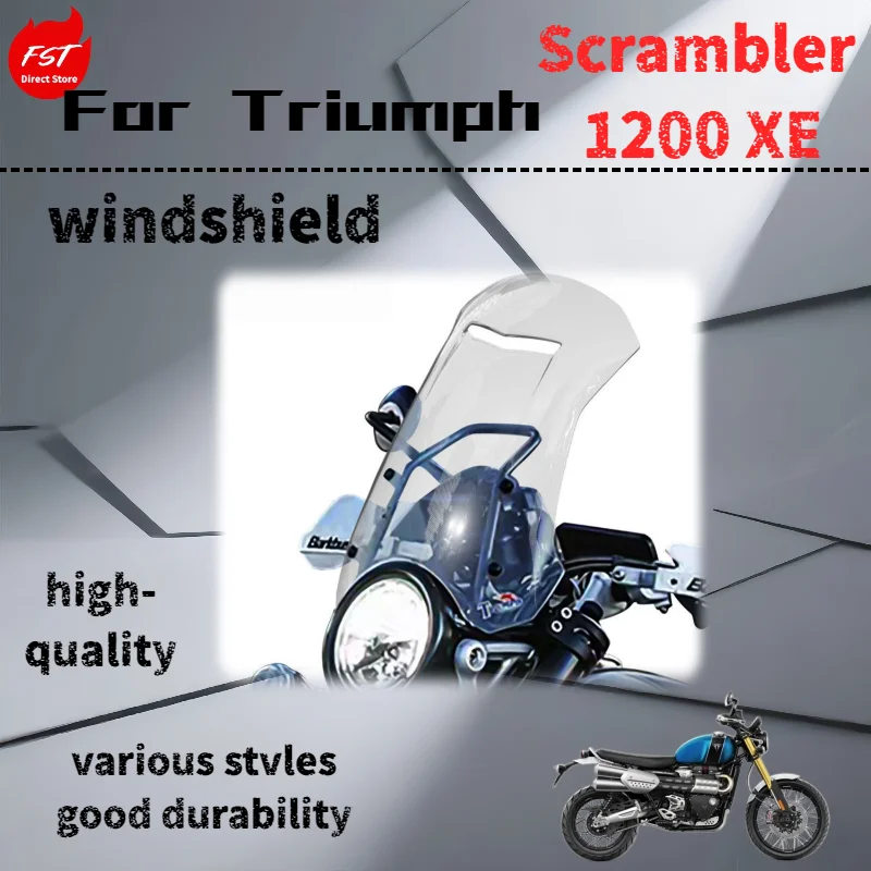 For Triumph Scrambler 1200 XE, windshield modification, heightening, rain shield, and chest protector accessories.