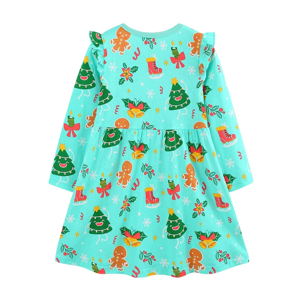 Jumping Meters New Fashion Princess Long Sleeve Girls Dress 2-7T Autumn Spring Toddler Clothing All Printed  Kids Frocks