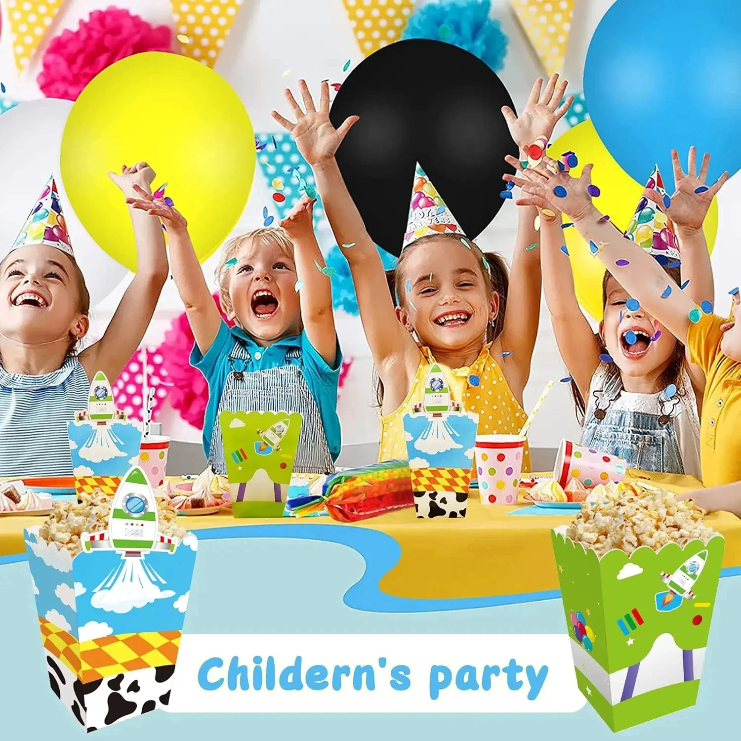 لعبة قصة الطرف الديكور راية صناديق الفشار سحابة وبقرة طباعة مثلث راية العلم صناديق الفشار غاسل حفلة عيد ميلاد #4