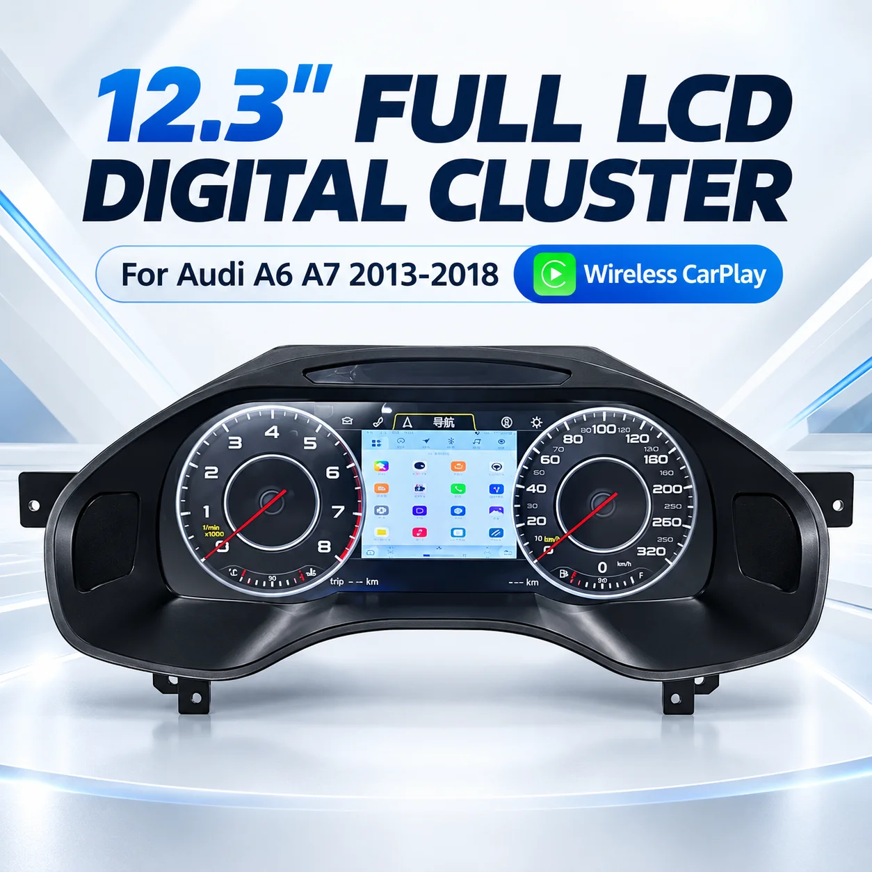 12.3 Inch Instrument Cluster For Audi A6 A7 C7 2013-2018 Virtual Cockpit LCD Dashboard CarPlay Android Auto Speedometer Odometer