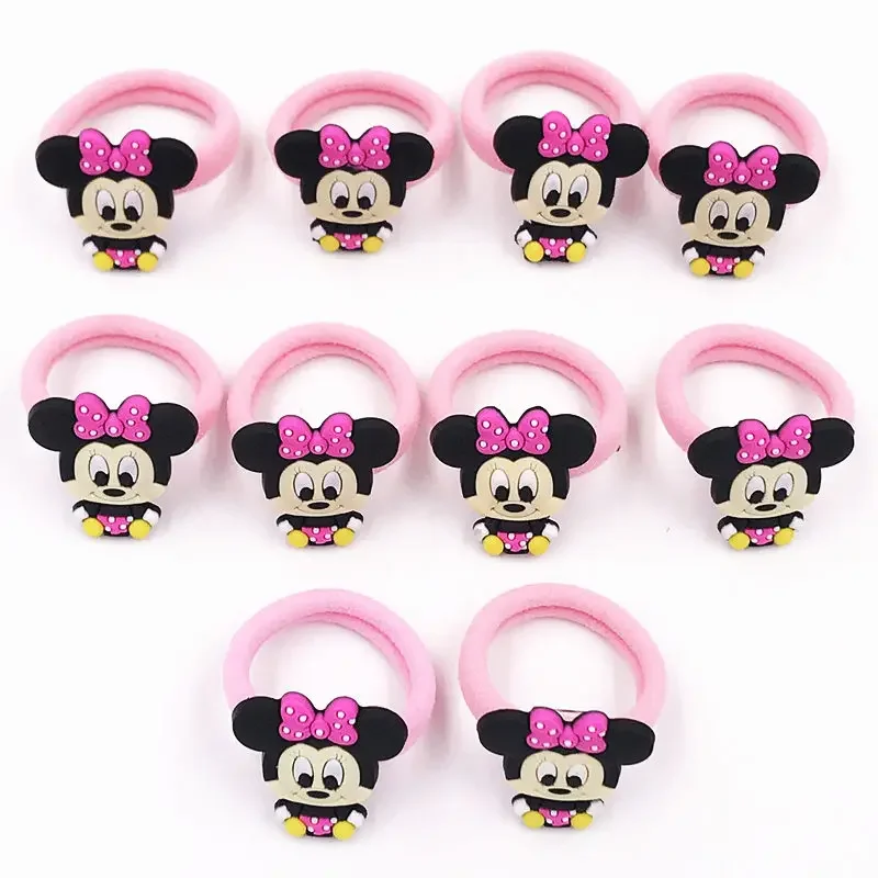 10PCS Mickey Minnie Disney Elastische Haar Gummiband Stirnband Haar Zubehör Mädchen Cartoon Haar Gum Haar Bögen Koreanische