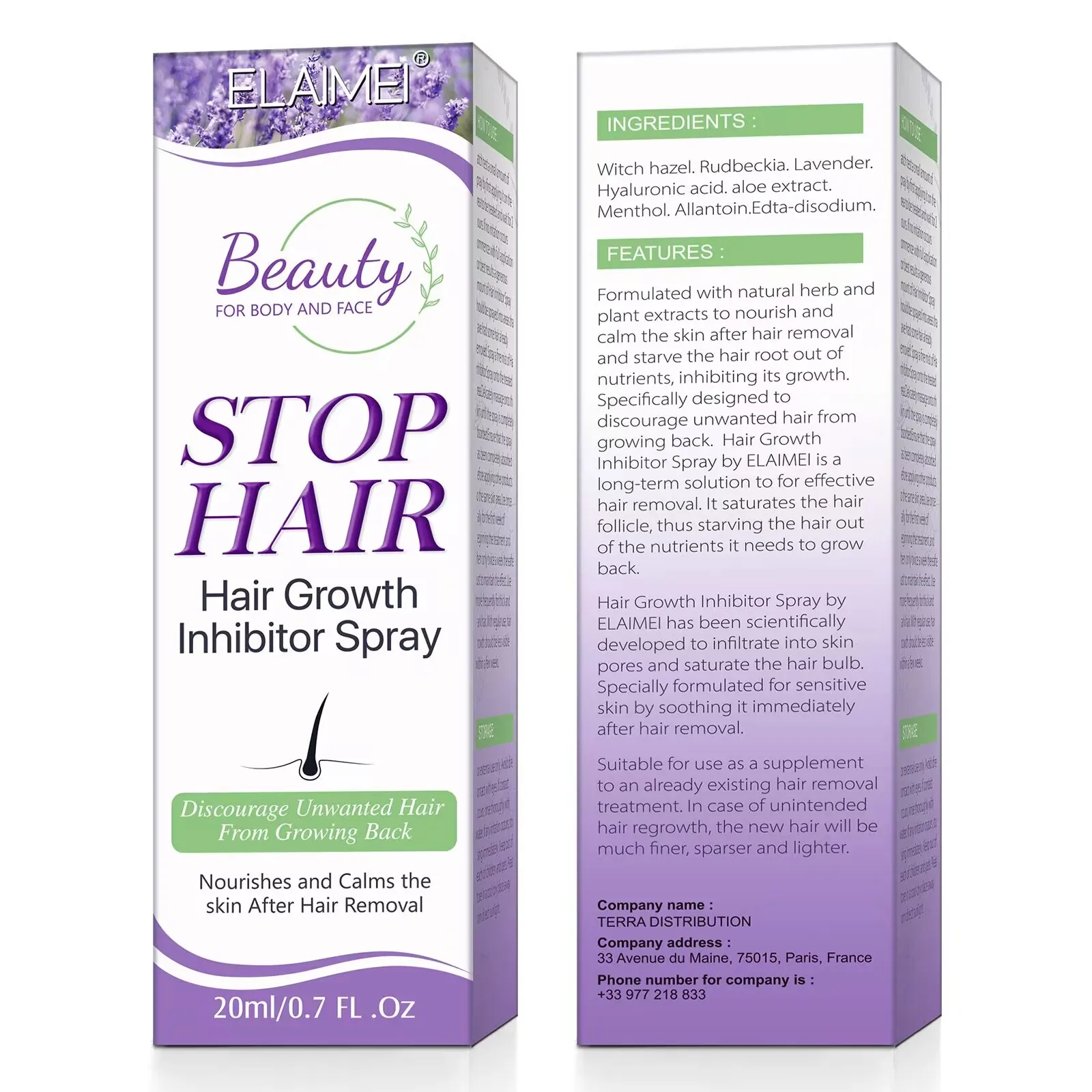 20ML Permanant Hair Growth Removal Inhibitor Spray Beard Bikini Intimate Legs Body Armpit Painless Facial Stop Hair