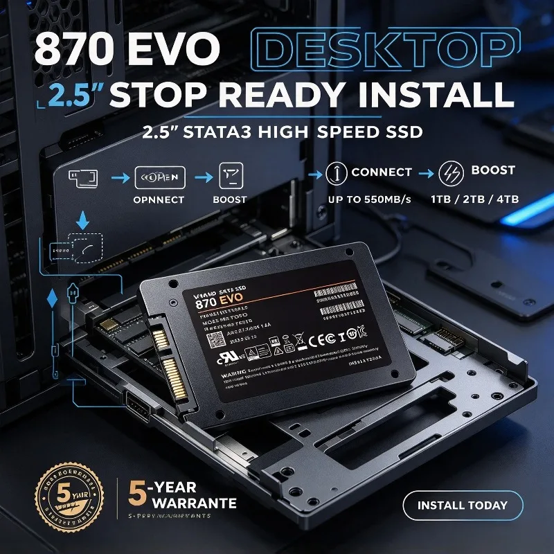 870 EVO 2.5 Inch Internal Solid State Drive SATA3 SSD 1TB 2TB 4TB Hard Disk Solid State Drive Laptop Desktop