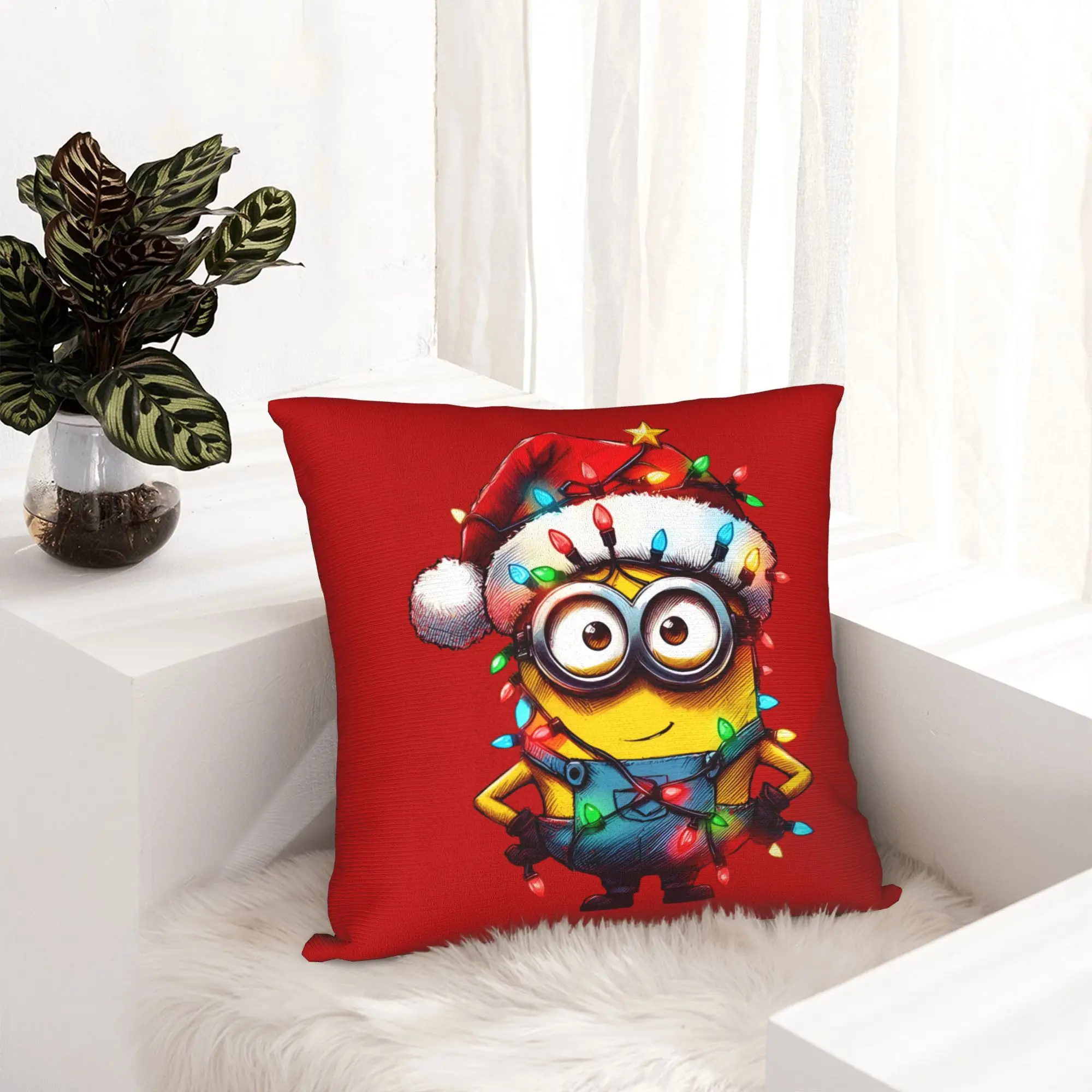 Cartoon M-Minions Christmas Pillowcase Printed Polyester Cushion Cover Decorations  Pillow Case Cover Home Dropshipping 18''