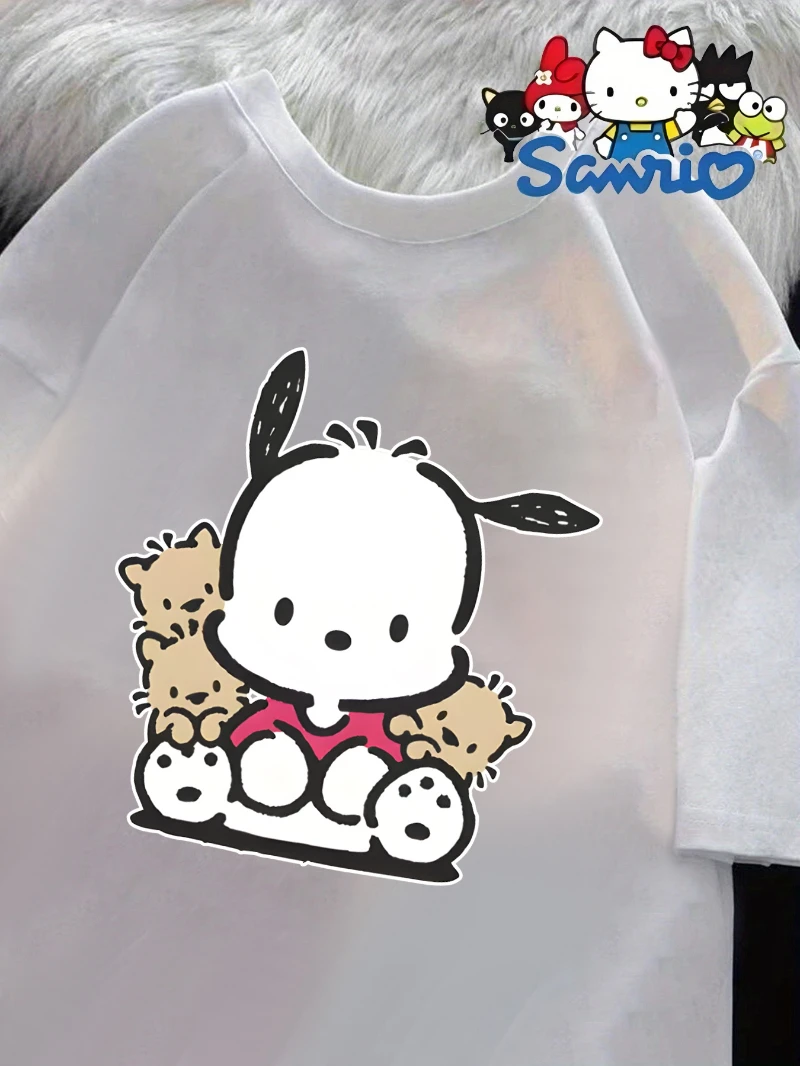 

Sanrio PaCha Printed T-shirt, Women's Cotton Loose Short Sleeved Round Neck Casual Top, Suitable for Spring and Summer