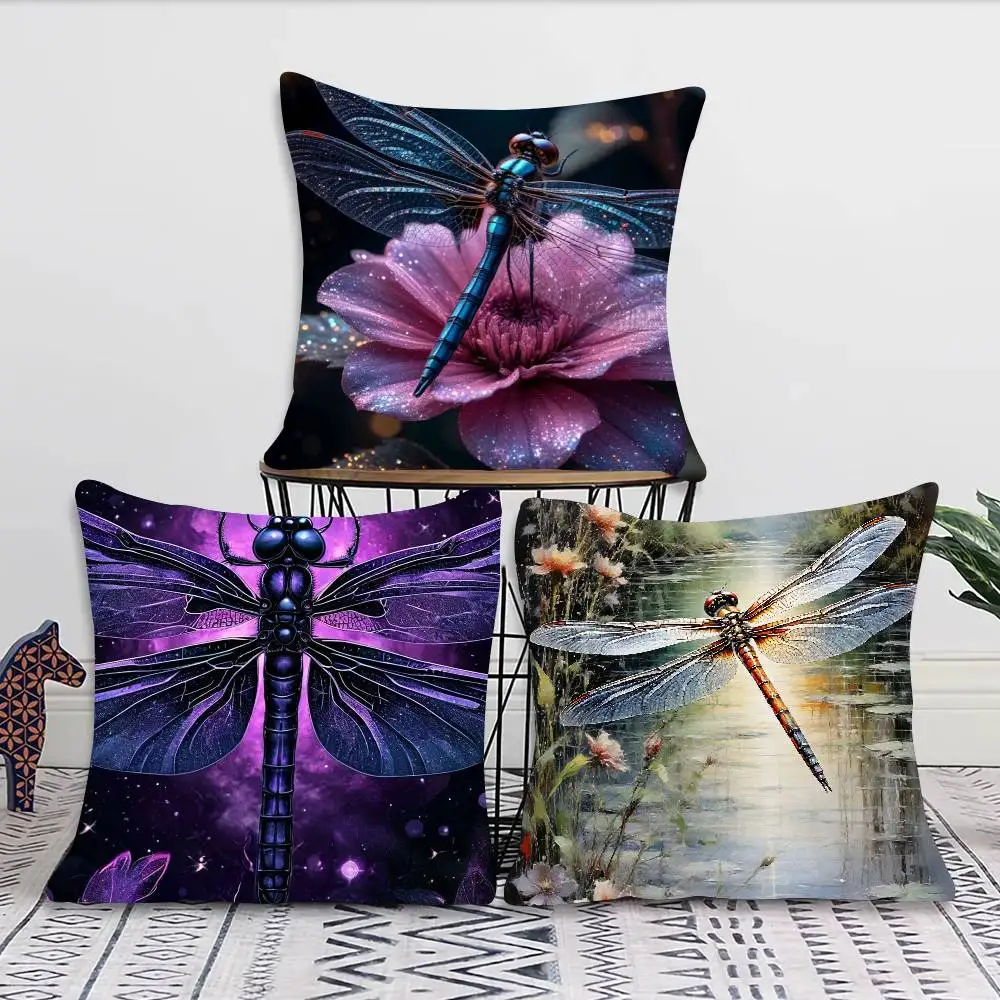 Interesting Dragonfly Pillow Case Fashion Square Pillowcase Bedroom Sofa Room Ins Decoration Leisure