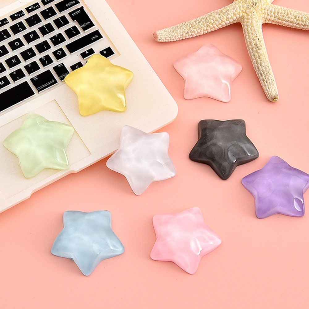 10PCS 22x22 มม.Five Pointed Star Miniature กลับเรซิ่น Cabochons สําหรับ Hairpin Scrapbooking DIY Home Decor CRAFT อุปกรณ์เสริม