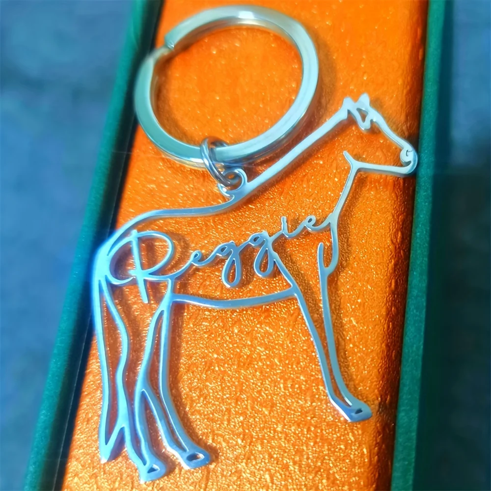 Custom Men Stainless Steel Horse Keychain Personalized Name Carving Key Chain Give Him A Cute Durable Christmas ,Graduation Gift