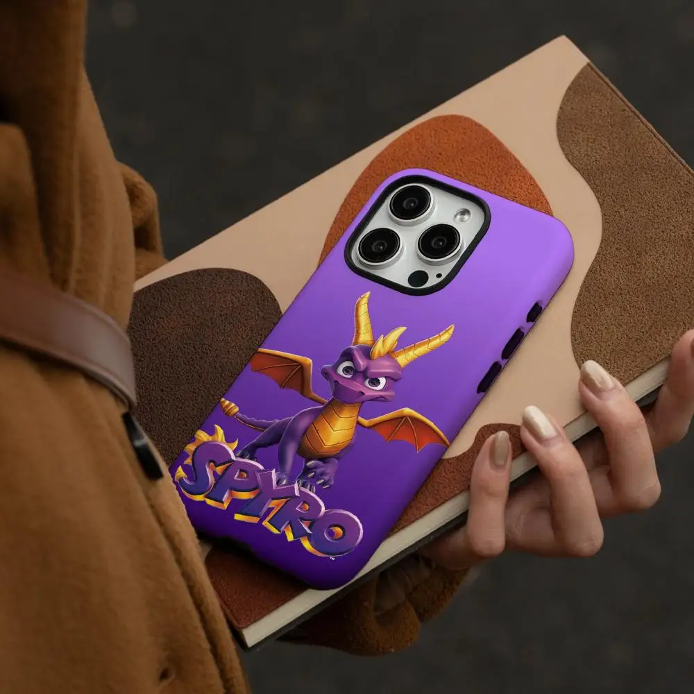 Custodia per telefono Game S-Spyro Series Dragon per iPhone 17 16 15 14 13 12 Pro Max Plus Guscio rigido liquido a doppio strato HD lucido