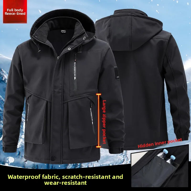 

Thiened Fce осенне-зимний комплект рабочей одежды, мужские непромокаемые теплые повседневные брюки-джаки, рабочая одежда, молодежная длинная свевая молния