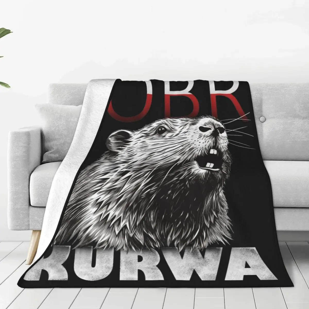 Polish Beaver Meme Bobr Bober Kurwa Merch Blanket Coral Fleece Plush Sofa Throw Blankets Relax Soft for Travel Plush Thin Quilt