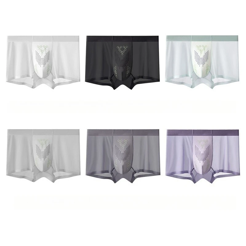 

Мужское нижнее белье из ледяного шелка, бесшовные дышащие боксеры, шорты-боксеры со средней талией, однотонные трусы, мужские трусы, трусы Hombre для мальчиков
