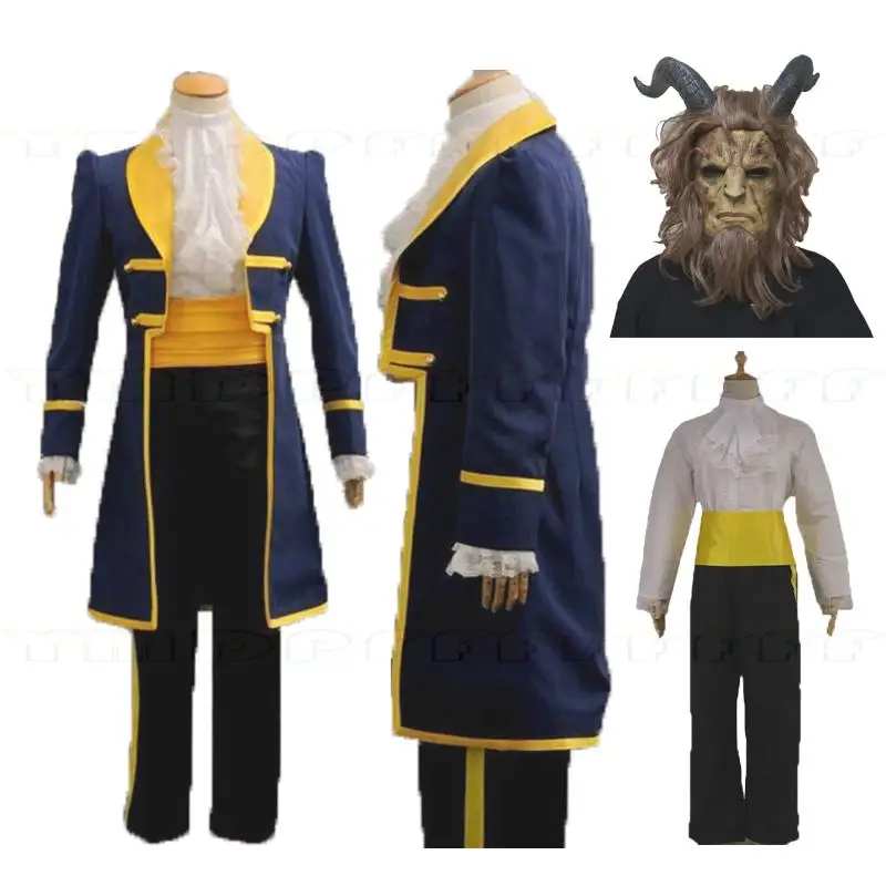 Halloween Die Schöne und das Biest Liebesgeschichte Prinz Cosplay Kostüm Maske Festtagskleid