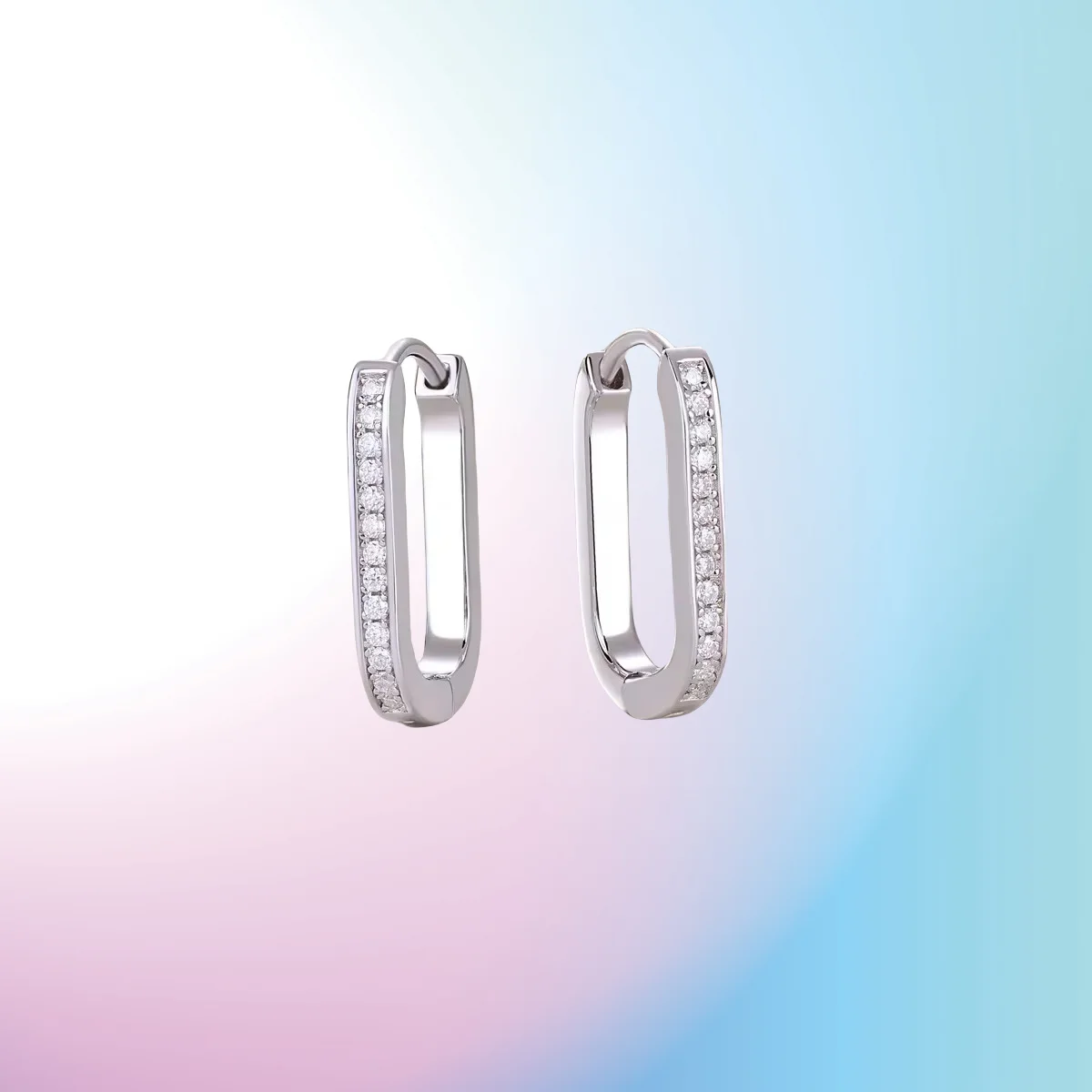 

New 1MM D Color Full Moissanite Loop Hoop Earrings For Women S925 Silver 18k White Gold Plated Sparkling Ear Clip Jewelry Gift