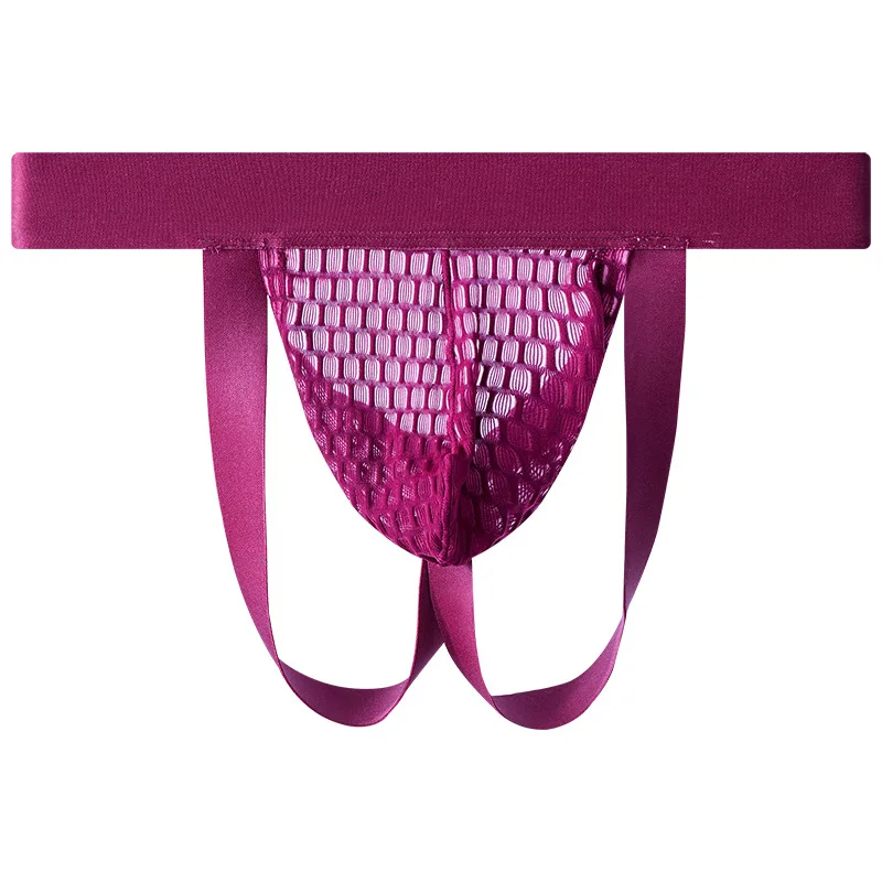 2025 nowe, nowe, męskie koronkowe spodnie T-word spodnie siatkowe perspektywa niski stan prosta bielizna w jednolitym kolorze podwójne kostki NK26