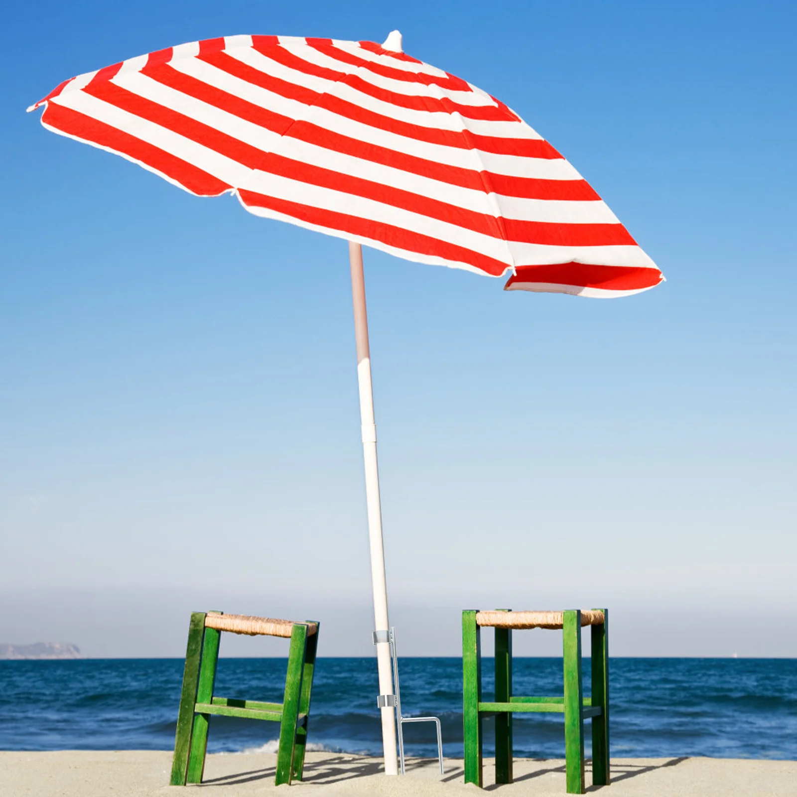 

Extra Long Ground Anchor For Umbrella Base Stands Heavy Duty Sand Stainless Steel Pole Holder Outdoor Furniture