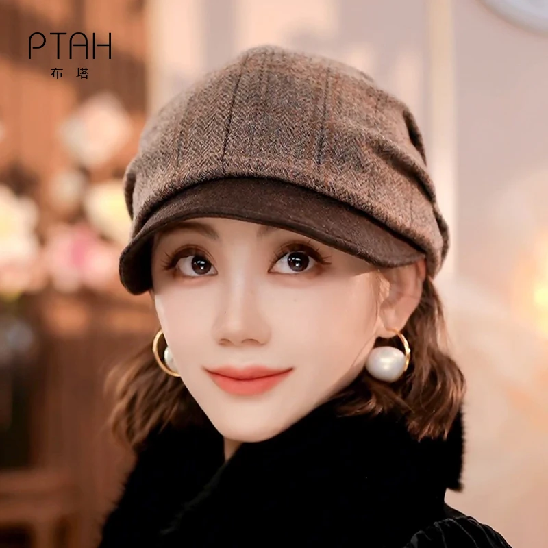 berretto-a-quadri-in-lana-calda-per-uomo-e-donna-cappello-con-visiera-corta-berretto-alla-moda-invernale-a-becco-d'anatra-cappello-regolabile-con-parte-superiore-arrotondata-pt7027