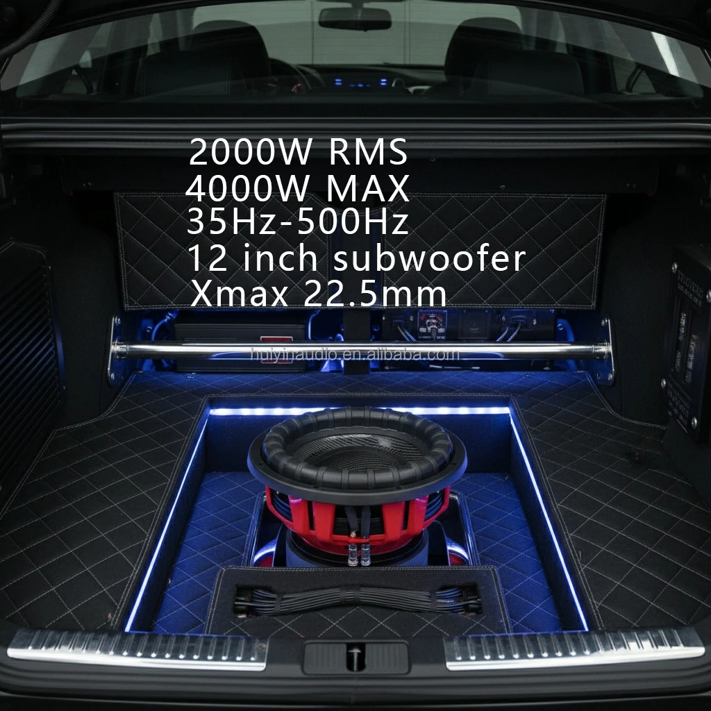 HYW-12100-027T 12 Inch Car Subwoofer 2000W AES Dual 2 Ohm Triple Magnet Monster Bass Speaker For Competition Level Audio