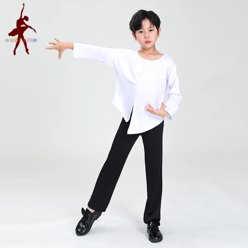 Profesjonalne męskie czarne spodnie do tańca latynoamerykańskiego Chłopcy Dorośli Satynowe spodnie do tańca towarzyskiego Salsa Tango Rumba Samba Cha Cha Garnitury latynoamerykańskie