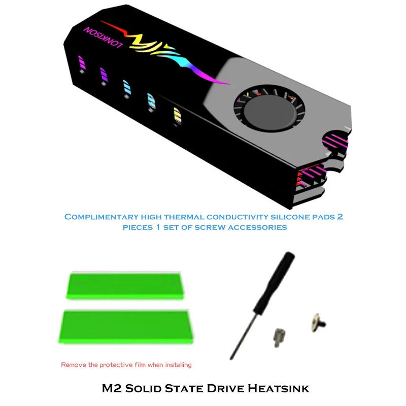 M2 радиатор SSD Cooler M.2 2280 NVME NGFF твердотельный жесткий диск, радиатор, теплоотвод, термоподкладка, охлаждение для настольного ПК, ARGB AURA SYNC