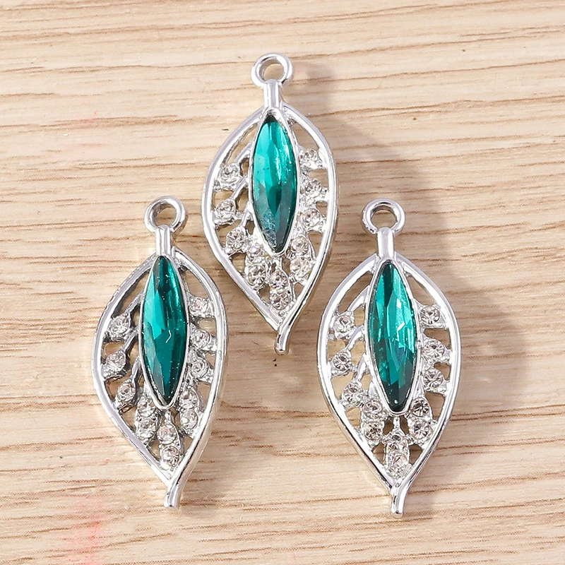 10 stücke 13x30mm Delicate Kristall Baum Blatt Charme für Schmuck Machen Frauen Mode Ohrringe Halsketten DIY armband Handwerk Geschenk – Detail 7