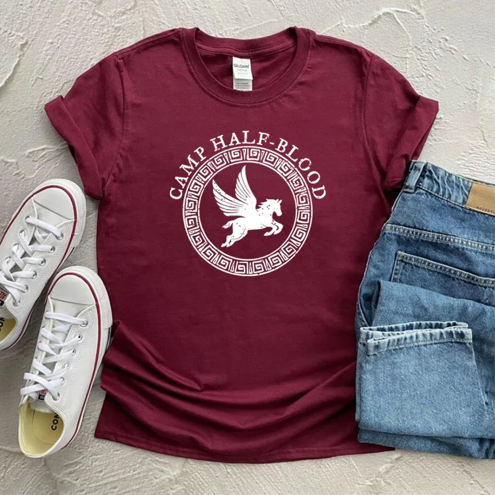 100% Cotton T Shirt Camp Half Blood Shirt Percy Jackson and Olympian SPQR T-shirt Vintage Chronicles Branches Hipster Tops