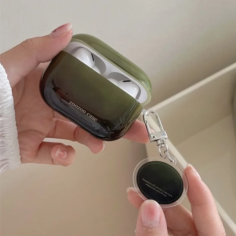 

INS Summer Gradient Green Case For Airpods 4/3/2/1 Wireless Bluetooth Protective Cover Box For Airpods Pro2 with Pendant 2025