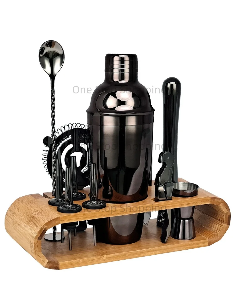 12PCS Cocktail Shaker Set Barkeeper Kit Bar Set Bambus Ständer Matini Shaker Rührlöffel Muddler Jigger Cocksrew für Barware Set – Detail 6